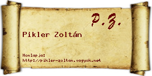 Pikler Zoltán névjegykártya